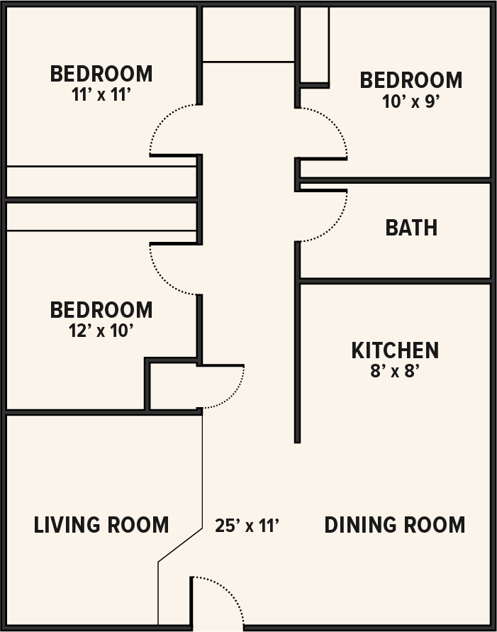 3B/1B Floor Plan